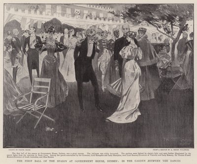 Sesongens første ball i Government House, Sydney, i hagen mellom dansene av Frank Craig