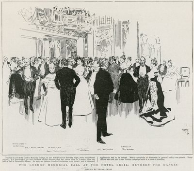 Gordon Memorial Ball på Hotel Cecil, mellom dansene (litho) av Frank Craig
