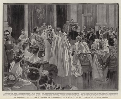 Installasjonen av Marquess of Waterford som en ridder av St Patrick ved Dublin Castle av Frank Craig