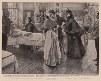 Dronningen og hennes sårede soldater, Hennes Majestet ved Herbert Hospital, Woolwich av Frank Craig