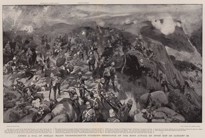 Under et hagl av skjell, major Thorneycrofts sta motstand mot Boerangrepet på Spion Kop 24. januar av Frank Craig