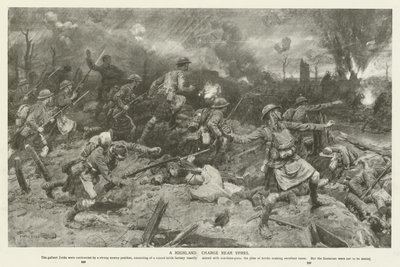 A Highland Charge nær Ypres, første verdenskrig av Frank Dadd