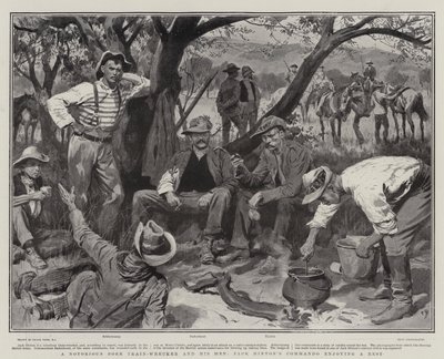 En beryktet Boer Tog-Wrecker og hans menn, Jack Hintons Commando nyter en hvil av Frank Dadd