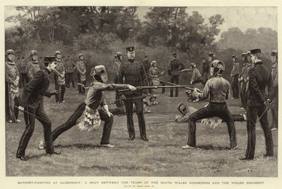 Bajonettkamp ved Aldershot, en kamp mellom lagene til South Wales Borderers og det walisiske regimentet av Frank Dadd
