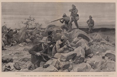 Cathed on the Hop, en hendelse på toppen av Kopje ved Belmont stormet av Grenadier Guards av Frank Dadd