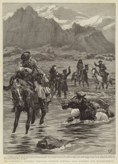 Dr Lansdells reise gjennom det kinesiske Sentral-Asia, forsert Muzart-Nin-Su av Frank Dadd