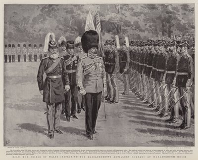 HKH Prinsen av Wales inspiserer Massachusetts Artillery Company ved Marlborough House av Frank Dadd