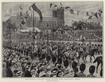 Colonial Cavalry Escort passerer ned Parliament Street av Frank Dadd