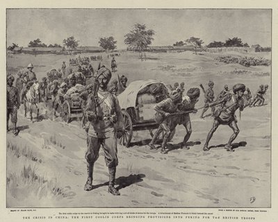 Krisen i Kina, First Coolie Corps som brakte proviant til Peking for de britiske troppene av Frank Dadd