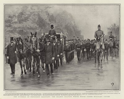 Begravelsen til president McKinley, likbilen som forlater Det hvite hus under militær eskorte av Frank Dadd