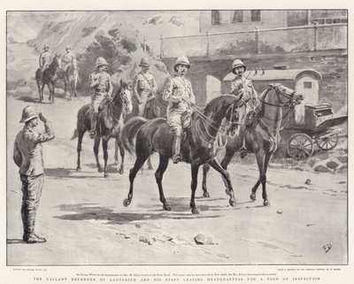 Den galante forsvareren av Ladysmith og hans stab forlater hovedkvarteret for en inspeksjonstur av Frank Dadd