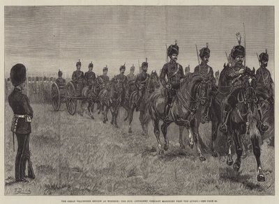 The Great Volunteer Review på Windsor, det ærede artilleriselskapet som marsjerer forbi dronningen av Frank Dadd