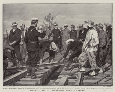 The Handy Man at Work i Kina, reparerer en jernbane av Frank Dadd