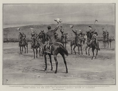 Tre jubel for kongen, Hans Majestets bursdagsanmeldelse på Aldershot av Frank Dadd