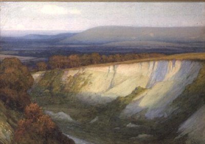 Kveldslys faller på et steinbrudd av Frank Dicksee