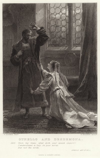 Othello og Desdemona, Othello, akt IV, Sc 2 av Frank Dicksee