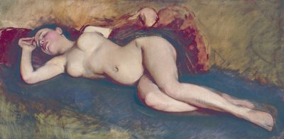Liggende naken (olje på lerret) av Frank Duveneck