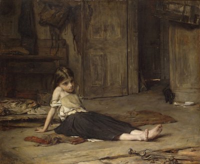 Jente ved bålet, 1867 av Frank Holl