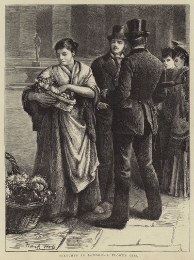 Skisser i London, en blomsterjente av Frank Holl