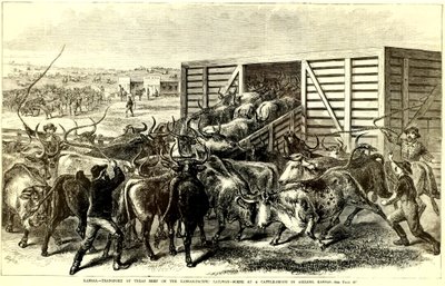 Cattle Chute i Abilene, Kansas, ca. 1871 (gravering) av Frank Leslie