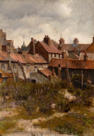 Downalong, St. Ives (olje på panel) av Frank Lewis Emanuel