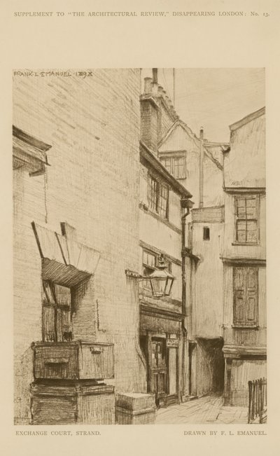 Exchange Court on the Strand (gravering) av Frank Lewis Emanuel