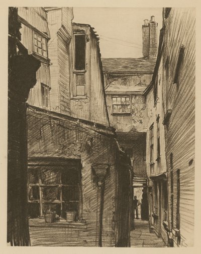 The Old Horse and Groom, baksiden av Holborn Above Bars, London (radering) av Frank Lewis Emanuel