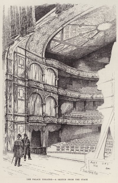 Interiør av Palace Theatre, London (litho) av Frank Murray