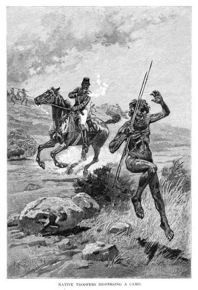 Native Troopers Dispersing A Camp, Australia, 1886. av Frank P. Mahony