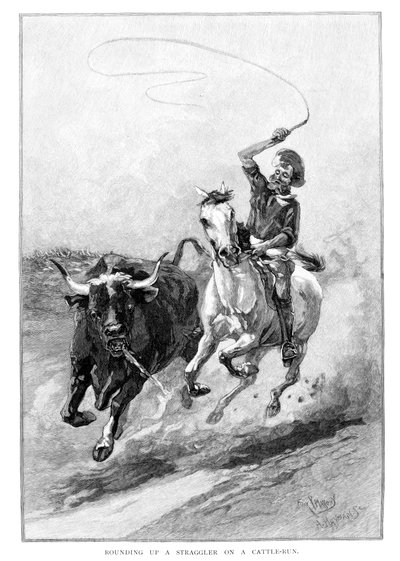 Rounding Up A Straggler On A Cattle Run, Australia, 1886 av Frank P. Mahony