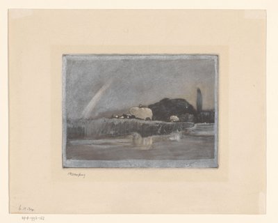 Høyballer på vogner på bredden av Themsen Høsting på Themsen nær Wargrave av Frank Short (signed by artist)