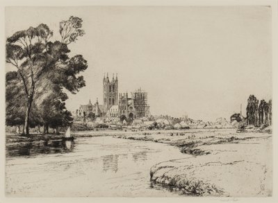Canterbury fra Meadows, 1930 av Frank Short