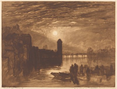 Måneskinn på en elv av Frank Short, after Joseph Mallord William Turner