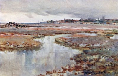 Blakeney, et karakteristisk landskap (fargelitografi) av Frank Southgate