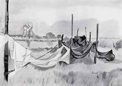 Norfolk Broads: An Eel-Sett (litho) av Frank Southgate