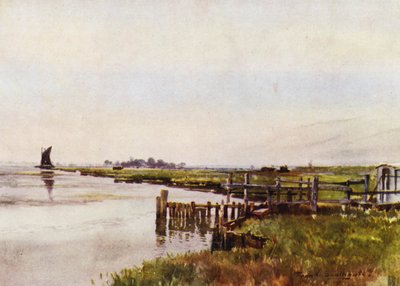Norfolk Broads: Breydon Rond (farge litho) av Frank Southgate