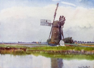 Norfolk Broads: Mill Country ovenfor Stokesby (farge litho) av Frank Southgate
