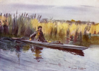 Norfolk Broads: 'Vitenskapelige' oppdager fugl (litho-farge) av Frank Southgate