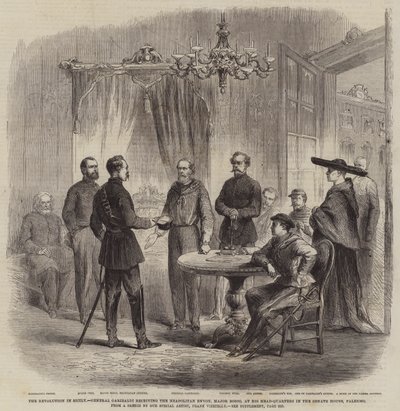 Revolusjonen på Sicilia, general Garibaldi mottok den napolitanske utsendingen, major Bosco, ved sitt hovedkvarter i Senatets hus, Palermo av Frank Vizetelly