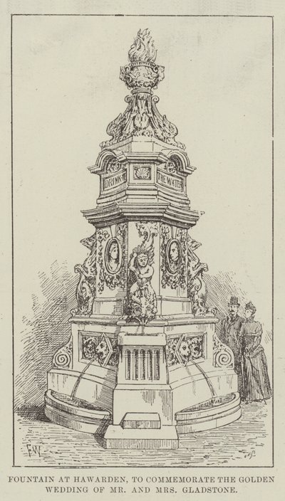 Fontene ved Hawarden, for å minnes gullbryllupet til herr og fru Gladstone av Frank Watkins