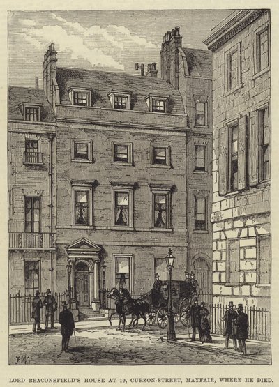 Lord Beaconsfield House på 19, Curzon-Street, Mayfair, hvor han døde av Frank Watkins