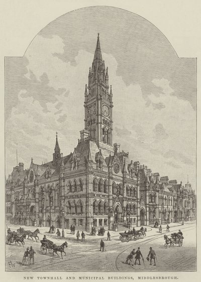 Nytt rådhus og kommunale bygninger, Middlesbrough av Frank Watkins