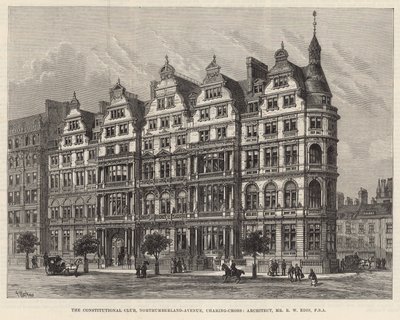 The Constitutional Club, Northumberland Avenue (gravering) av Frank Watkins