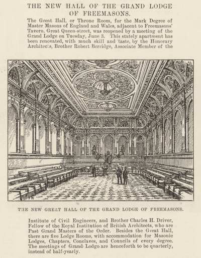 The New Great Hall of the Grand Lodge of Freemasons av Frank Watkins