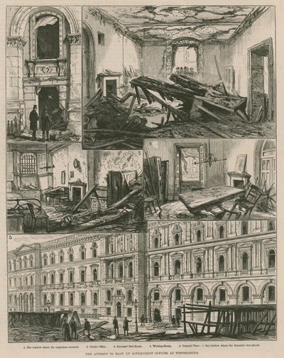 Forsøket på å sprenge regjeringskontorer i Westminster (gravering) av Frank Watkins