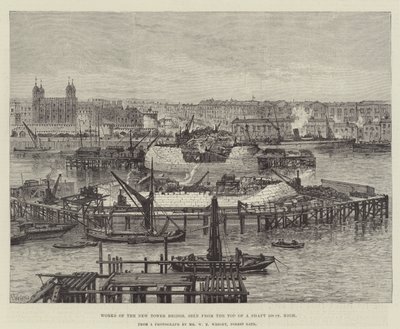 Verker av New Tower Bridge, sett fra toppen av en sjakt 100 fot høy av Frank Watkins