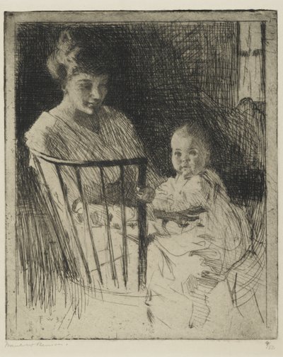 Mor og barn (etsing med noe tørrpunkt) av Frank Weston Benson