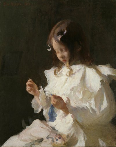 Portrett av et barn som syr av Frank Weston Benson