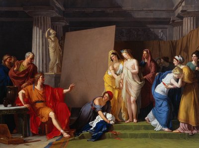 Zeuxis velger sine modeller for bildet av Helen blant jentene til Croton, ca. 1790. av François André Vincent