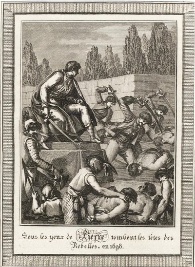 Henrettelsen av Streltsy. Fra: Histoire de Russie av Blin de Sainmore, ca. 1800 av François Anne David